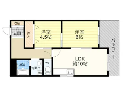 セレニティ武庫之荘(2LDK/4階)の間取り写真