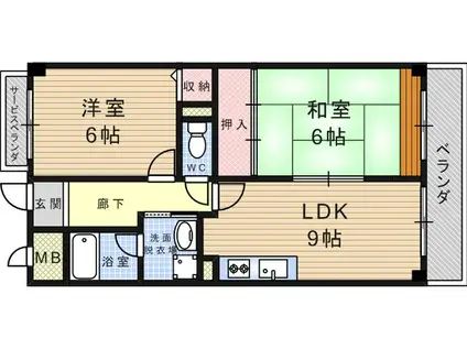 ラサンシャイン(2LDK/3階)の間取り写真