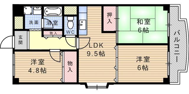 マンション富士(3LDK/3階)の間取り写真