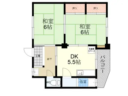 プラザハイツ(2DK/2階)の間取り写真