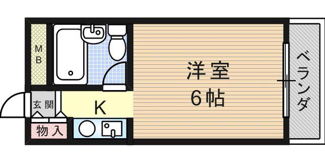 ネオダイキョー武庫之荘(ワンルーム/2階)の間取り写真