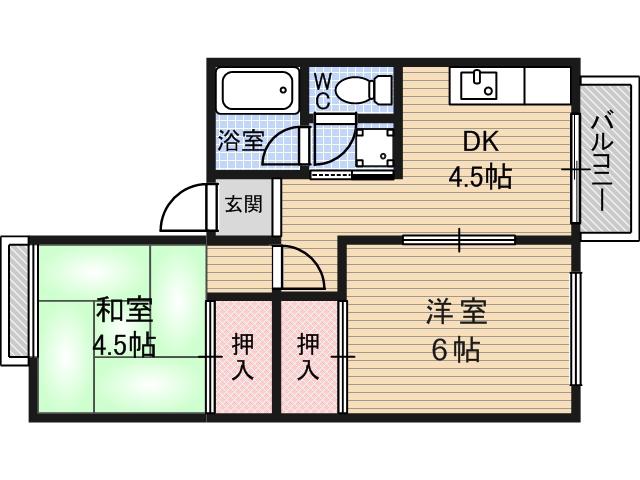 グリーンハイツ2(2DK/1階)の間取り写真