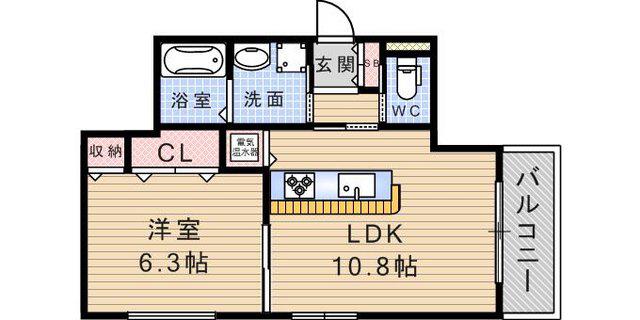 リリーコート(1LDK/2階)の間取り写真