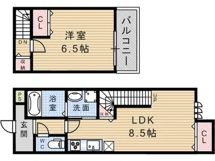 メゾネットMORINOVU(1LDK/1階)の間取り写真