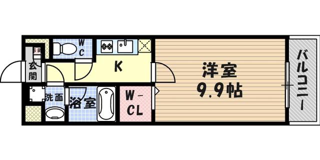 アジュール水堂(1K/1階)の間取り写真