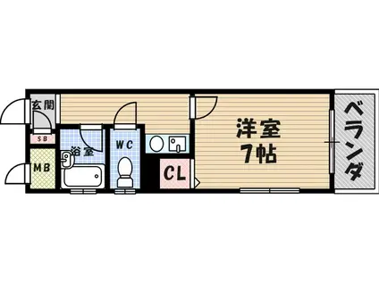 リアーズ武庫之荘(1K/1階)の間取り写真
