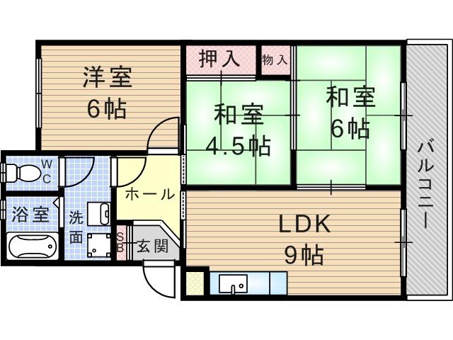 ハイツ中村(3LDK/2階)の間取り写真