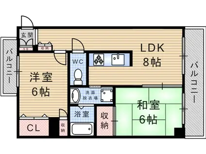 フォルザ武庫之荘(2LDK/3階)の間取り写真
