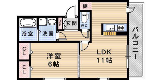 フォルトゥーナ(1LDK/2階)の間取り写真