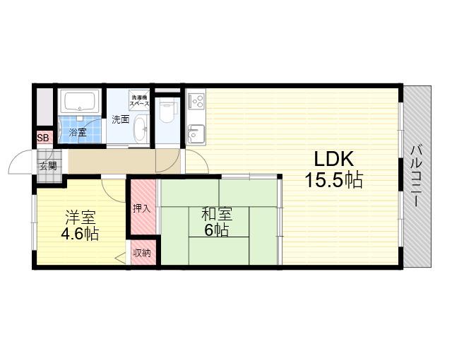 エムグランツ壱番館(2LDK/3階)の間取り写真