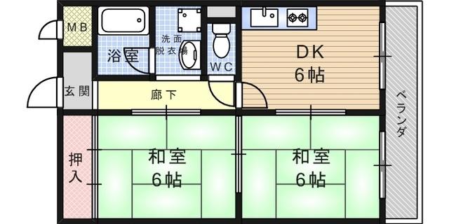 メゾン富松(2DK/2階)の間取り写真