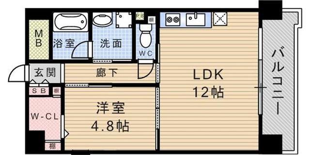 ウィスタリア立花(1LDK/2階)の間取り写真