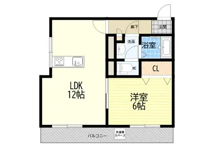 メイプル武庫之荘(1LDK/2階)の間取り写真