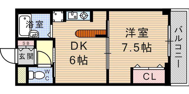 コンフォート武庫之荘(1DK/3階)の間取り写真