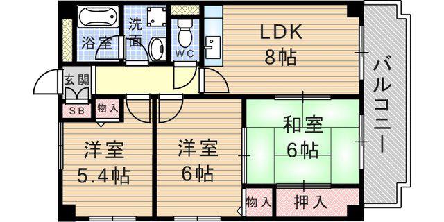 アートフェリス(3LDK/2階)の間取り写真