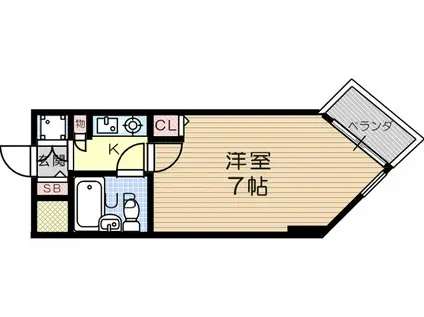 キューブ武庫川7(1K/1階)の間取り写真