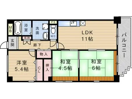 シティパーク富松(3LDK/1階)の間取り写真