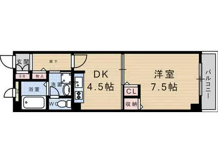 ブルネン武庫之荘(1DK/5階)の間取り写真