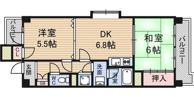パークヒルズ津田(2DK/3階)の間取り写真
