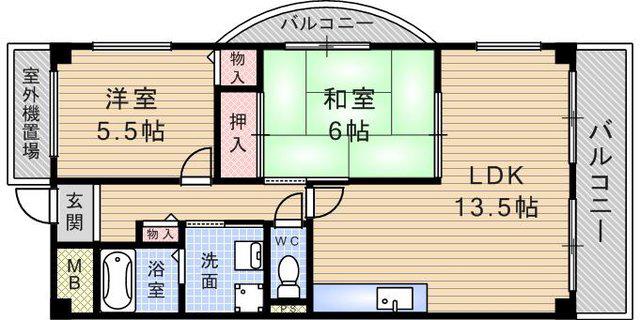 マンションあぜりあ(2LDK/2階)の間取り写真