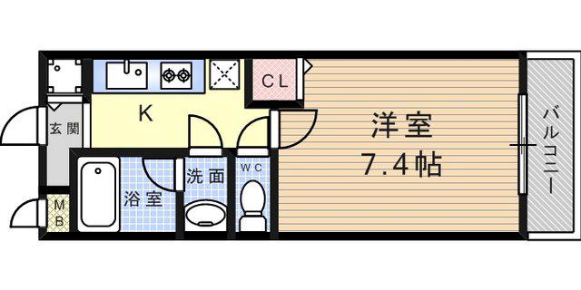 シェリール武庫之荘(1K/2階)の間取り写真