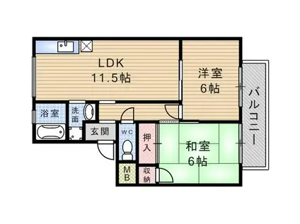 西晃ハイツ(2LDK/1階)の間取り写真