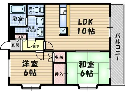 リベルテ高河原(2LDK/1階)の間取り写真