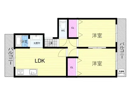 セビーヌ武庫之荘1番館(2DK/3階)の間取り写真