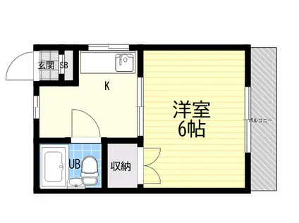 ハイツ加賀(1K/2階)の間取り写真