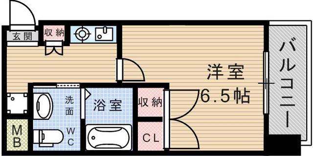 SWISS立花(1K/11階)の間取り写真