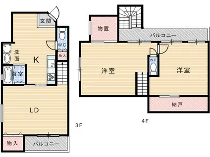 ABCビル(2LDK/4階)の間取り写真