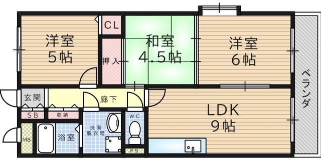 ルミエール武庫之荘(3LDK/5階)の間取り写真