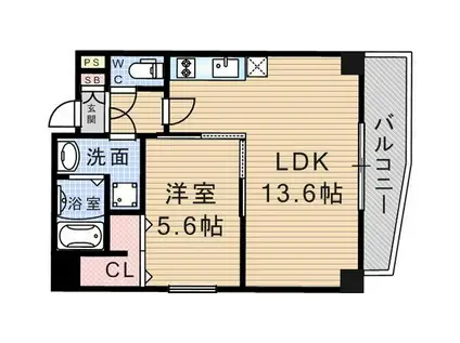 ドリームコート武庫川(1LDK/3階)の間取り写真