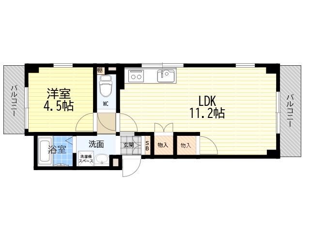 TSUKAGUCHI HOUSE(1LDK/2階)の間取り写真