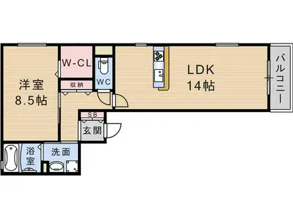 LA LUCCA(1LDK/2階)の間取り写真