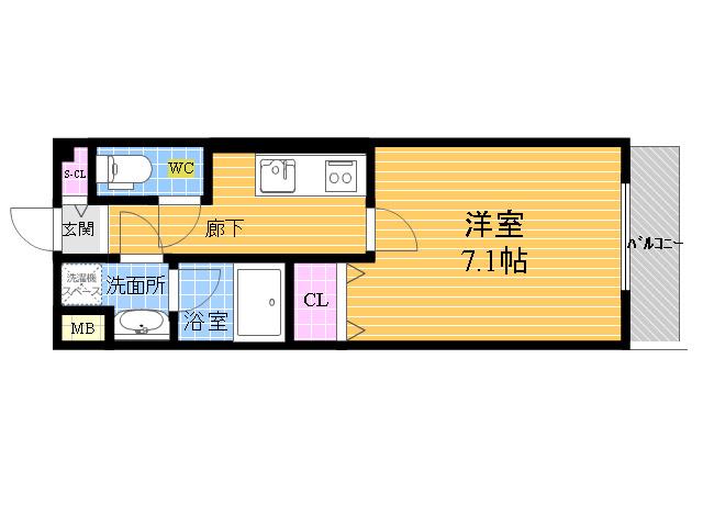 ランド・アート甲子園(1K/4階)の間取り写真