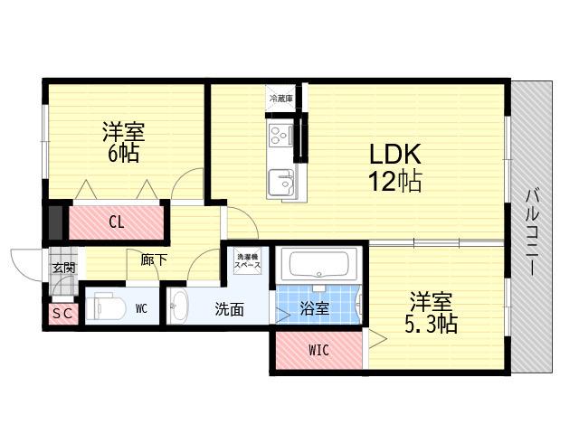 南塚口メディエートプラザ2(2LDK/1階)の間取り写真