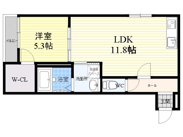 フジパレス立花北2番館(1LDK/3階)の間取り写真