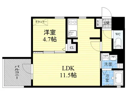 ピネータテラス武庫之荘(1LDK/5階)の間取り写真