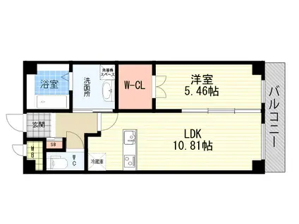 サザンクロス(1LDK/4階)の間取り写真