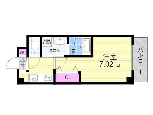 VILLA武庫之荘(1K/2階)の間取り写真