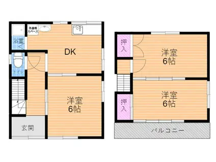 JR福知山線 猪名寺駅 徒歩9分 2階建 築48年(3DK)の間取り写真