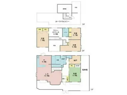 阪急神戸本線 武庫之荘駅 徒歩15分 2階建 築40年(4SLDK)の間取り写真