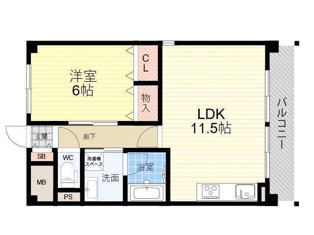 レジーナウエスト武庫之荘(1LDK/4階)の間取り写真