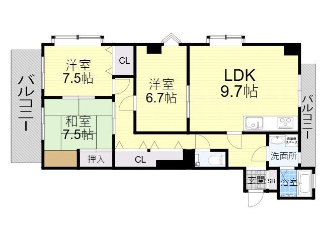 サウンドグレース(3LDK/2階)の間取り写真