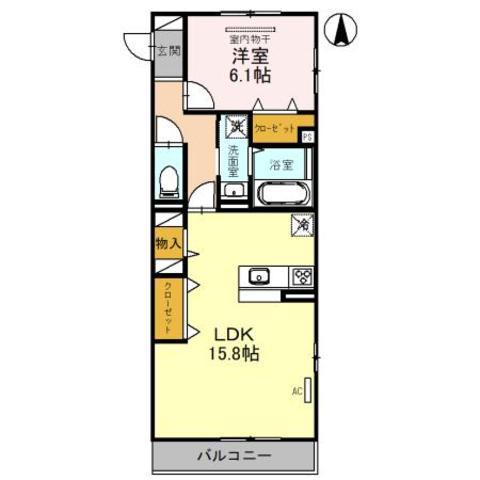 D-ROOM南塚口(1LDK/3階)の間取り写真