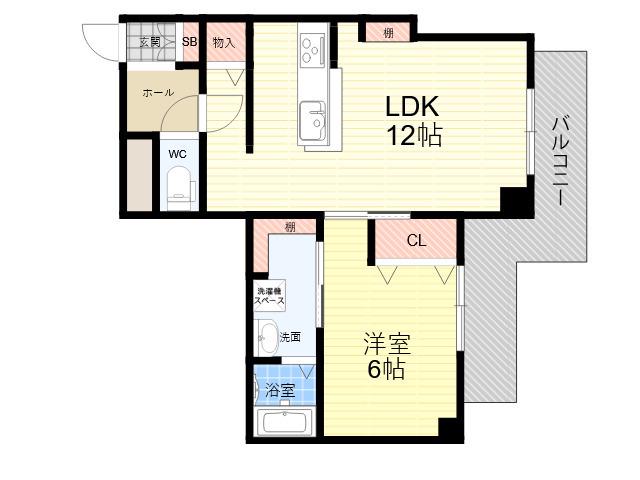 エバーグレイス塚口(1LDK/3階)の間取り写真