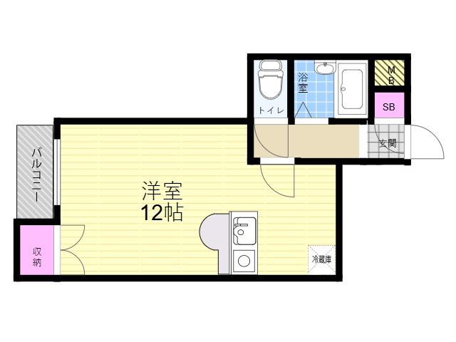 フレームコート43(ワンルーム/1階)の間取り写真