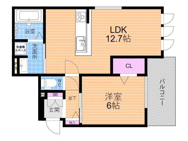 グロワール ヒロ(1LDK/2階)の間取り写真