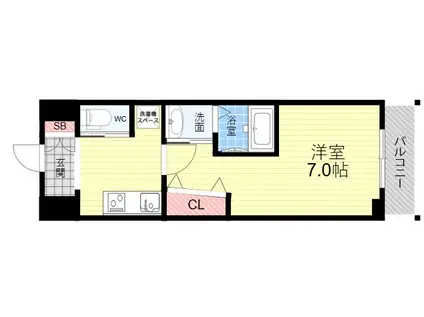 イープレイス武庫之荘(1K/3階)の間取り写真